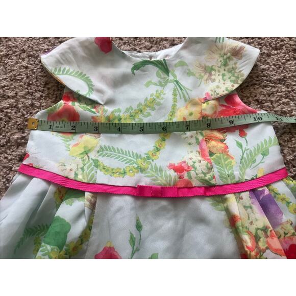 Ted Baker Toddler Girls Floral Cap Sleeve Dress Blue Size 2T Light Green Lined - Picture 5 of 10